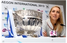 EASTBOURNE, ENGLAND - JUNE 22:  Elena Vesnina of Russia answers questions from the media on day eight of the AEGON International tennis tournament at Devonshire Park on June 22, 2013 in Eastbourne, England.  (Photo by Jan Kruger/Getty Images)